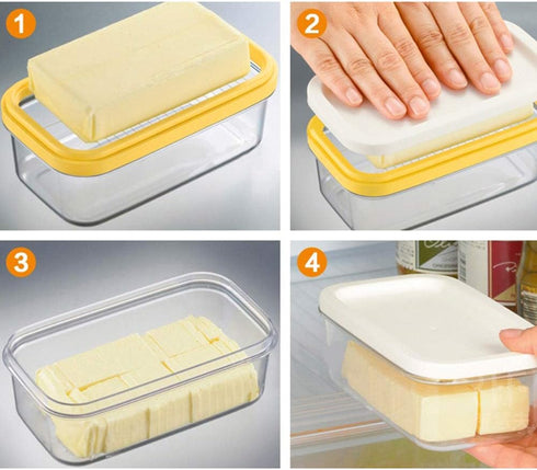 Butter Dish with Lid, Plastic Rectangle Butter Keeper with Cutter for Easy Cutting and Storage, Butter Container Butter Box Case for Countertop or...