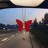 Car Mirror Hanging Accessories with Crystal Butterfly Design Bless Your Drive with Prosperity for Safe Wealthy & Happy Travels (Red)...