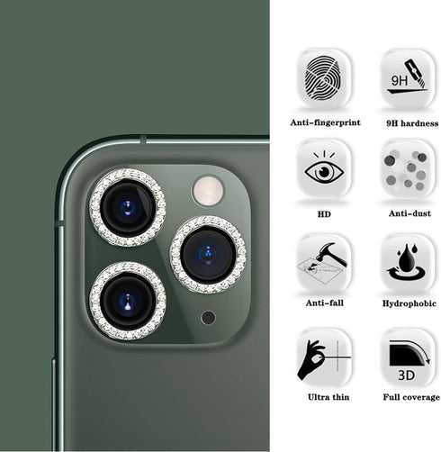 SVIBEE Camera Lens Protector,for IPhone 11/12/12mini,Aluminum Alloy Lens Screen Cover Film, Protector Lens Shield, Rocky Crystal Diamond. (11/12/1...
