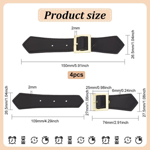 FINGERINSPIRE 4 Sets Leather Sew-On Toggles Closures Black Imitation Leather Toggle Buckle Vintage Leather Toggle Buttons Metal Leather Clasp Fast...