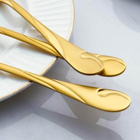 Gold Dinner Spoon Set, Seeshine 7.6-inch Stainless Steel Shiny Gold Table Spoon Silverware, Set of 6...