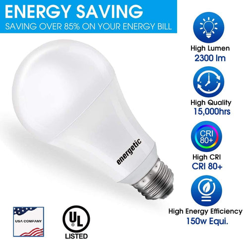 150 Watt LED Light Bulb, Super Bright A21 Daylight 5000K, Non-Dimmable, 2300lm, High Lumen Light Bulbs, UL Listed, 2-Pack...
