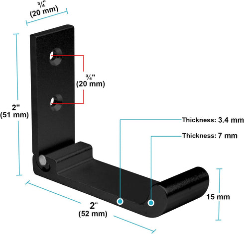 heneng 10 Pcs 2" x 2" Black Foldable Coat Hook with Screws, Aluminium Alloy Solid Hooks, Max.Load 44lbs, 1/8" Thick...