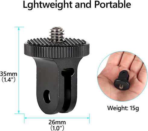 HSU Aluminum Camera Tripod Mount Adapter, 1/4"- 20 Camera Mount with Aluminum Thumbscrew, Tripod Adapter Compatible with Insta360 X4/X3/X2/X/RS/R/...