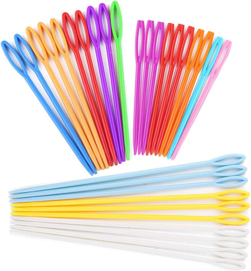 30 PCS Large Eye Plastic Needles, 2.7Inch/3.5Inch/5.9Inch Plastic Weaving Needles, Yarn Needles, Learning Needles, Safety Plastic Lacing Needles f...