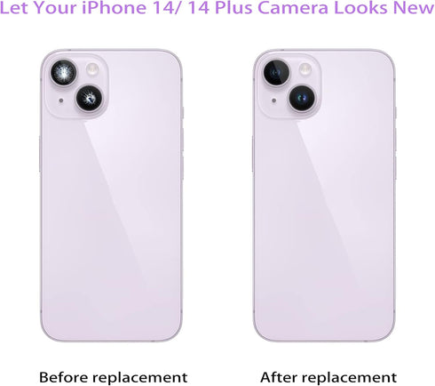 Dogxiong 2pcs/Set Rear Back Camera Glass Lens Replacement for iPhone 14 for iPhone 14 Plus Glass Camera Lens Covers Replacement with Adhesive Prei...