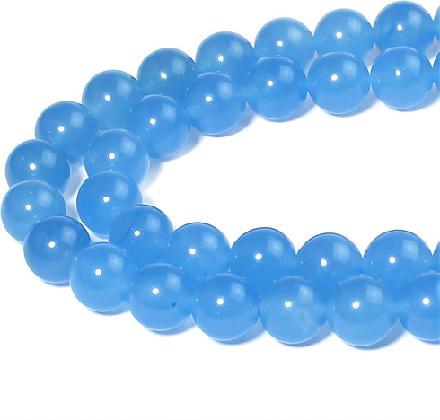 Natural Aquamarine Chalcedony Round Loose Beads for Jewelry Making DIY Bracelet Necklace (4mm)...