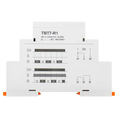 Baomain Asymmetric Cycler Time Relay, 16A SPDT, Repeat Cycle Time Relay for Room Ventilation,Cyclic Dehumidification TBT7-R1 (1-SPDT, 12-240VAC/DC...