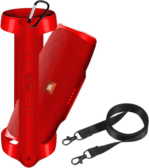 Silicone Case Cover for JBL Charge 4 Portable Waterproof Wireless Bluetooth Speaker, Travel Gel Soft Skin,Waterproof Rubber Carrying Pouch with St...