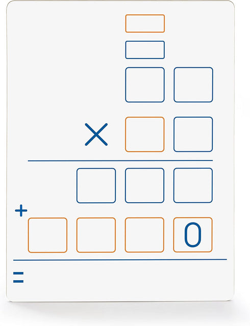 SCRIBBLEDO Dry Erase Long Multiplication Board 9"x12" Double Sided Practice Whiteboard with 2x1 & 2x2 Digit Multiplication for Home, School, Class...
