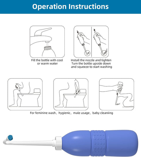 2 Pack Travel Bidet Bottle, Portable Bidet Sprayer Hand held Bidet 620ml for Personal Hygiene Care, On-The-Go Travel Bag Extra Long Pointed Nozzle...