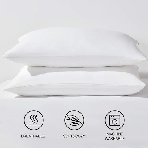 HAPPYMOON Microfiber Pillowcases Standard with Zipper Set of 2 - Breathable Zippered Pillow Covers for Hair and Skin, Soft Brushed Pillow Cases 2 ...