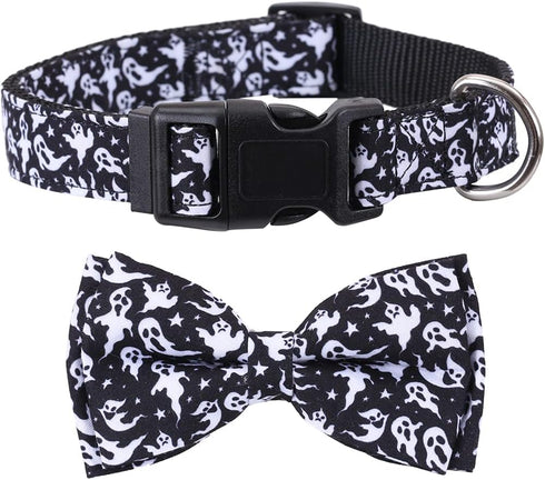 Halloween Dog Collar with Removable Cute Bow Tie Adjustable Pet Collars Large...