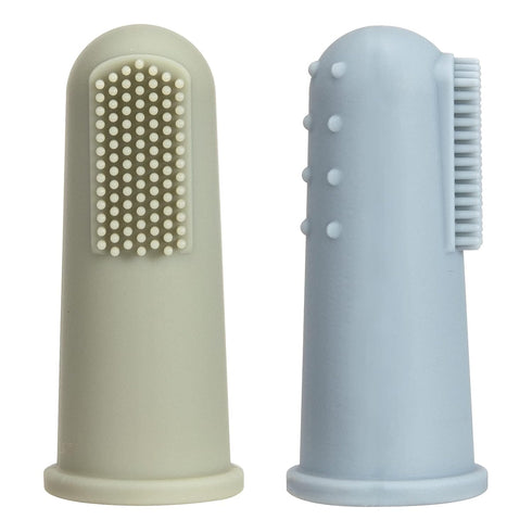 Baby Finger Toothbrush with Case, Food Grade Silicone, BPA Free, 2-Pack (Sage+Ether)...