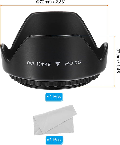 PATIKIL 49mm Camera Lens Hood, Flower Lens Hood Protector with Cloth for Anti-Reflection Blocks Excess Sunlight Enhance Camera Photography for Nik...