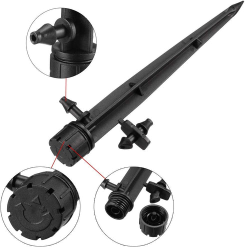 uxcell Adjustable Spray Drippers, 360 Degree Micro Emitter Irrigation Watering System, 5 Pcs (Black)...