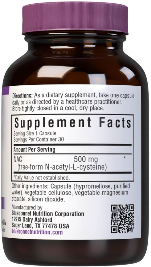 Bluebonnet NAC 500 mg Vitamin Capsules, 30 Count...