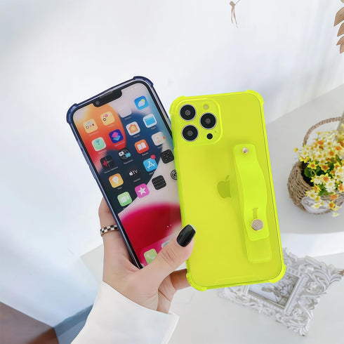 siduater Strap Holder Case for 6.1" iPhone 12 Pro with Wristband Kickstand, Clear Soft TPU Protective Shockproof Bumper Rugged Cover, Adjustable H...