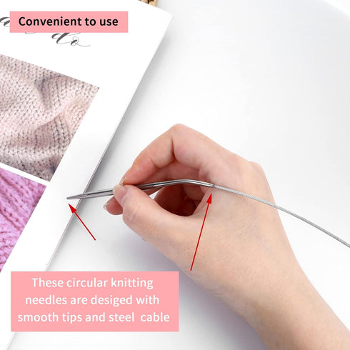 ASTER 6 Pieces Circular Knitting Needles Stainless Steel Round Knitting Needles10 mm 8 mm 6 mm 5 mm 4 mm 3 mm for Making Sweater Shawl Scarf......