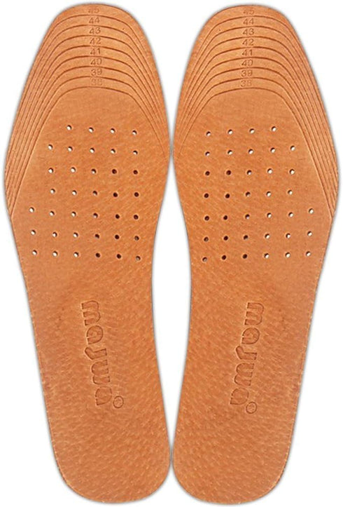 Absorbent Ultra Thin Pigskin Leather Insoles for Stinky Feet-Foot and Shoe Odor Inserts for Shoes-Cinnamon Inserts and Flats for Sweaty Feet and H...
