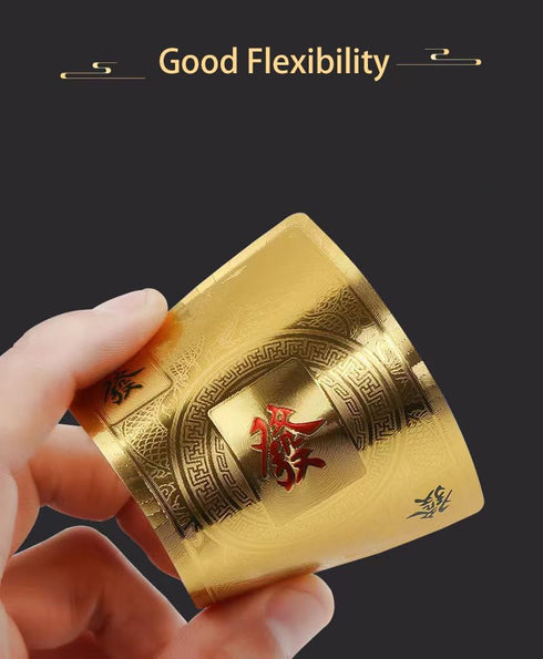 Mahjong Cards Golden Playing Cards Chinese Mah Jongg 2024 American Handheld Majhong Games PVC Waterproof Durable Portable Poker Cards Set with 2 D...