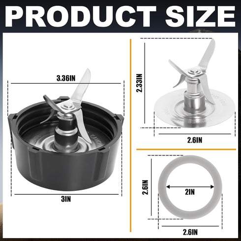 Blender Blade for Oster Osterizer with Sealing Ring Gasket 4902 Jar Bottom Coupling Stud Pin Kit Compatible with Oster Blender Glass Jar Replaceme...