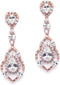 Mariell Gorgeous 14K Rose Gold Plated CZ Chandelier Dangle Wedding Earrings - Blush Bridal & Prom Jewelry...
