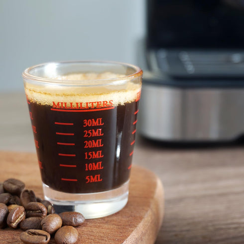 Shot Glasses Measuring cup Liquid Heavy Glass Wine Glass Espresso Shot Glass 26-Incremental Measurement 1oz, 6 Tsp, 2 Tbs, 30ml Black and Red …...