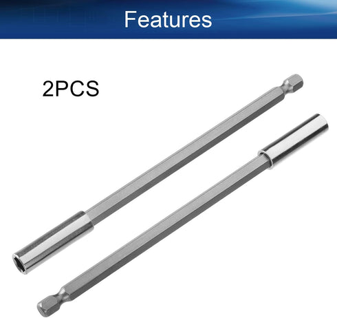 Auniwaig 2PCS 150mm Bit Holder Extension,1/4 inch Hex Shank Quick Release Screwdriver Drill Bit Holder Extension Set for Screws, Nuts, Drills, Han...