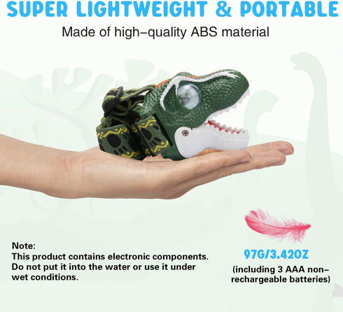 COSOOS LED Headlamp for Kids Flashlight Camping Gear, Roar & Silent Mode, Outdoor Toy Head Lamp for Boy Girl Toddler, 3.4oz Lightweight Headlight,...