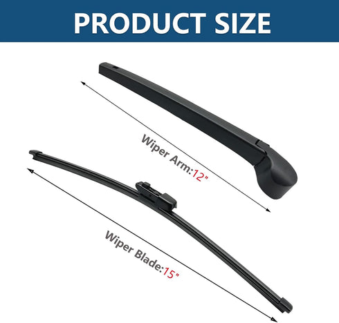 Rear Windshield Wiper Blade Arm Set, Replacement for Volkswagen Tiguan 2018-2023 Back Glass Wiper Arm and Wiper Blade, All Seasons Fit, Replacemen...