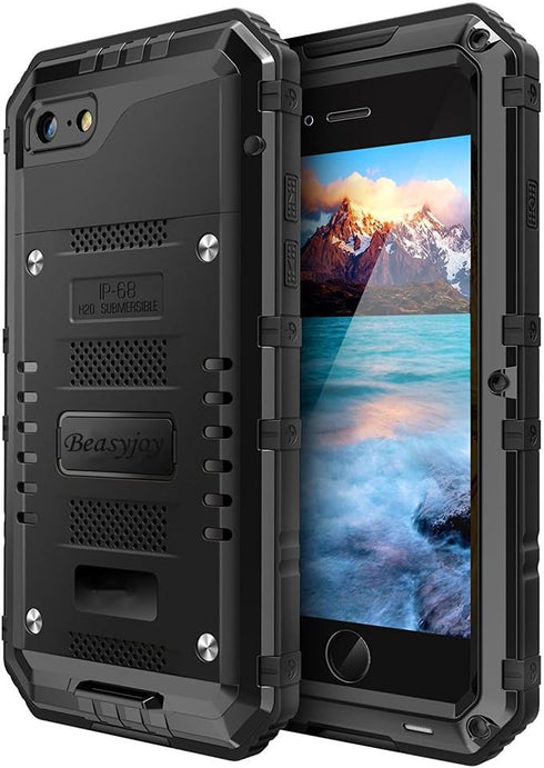 Beasyjoy for iPhone SE 2022/2020/ 8/7 Metal Case, Waterproof Heavy Duty Case with Screen Protector, Full Body Protection Military Grade Shockproof...