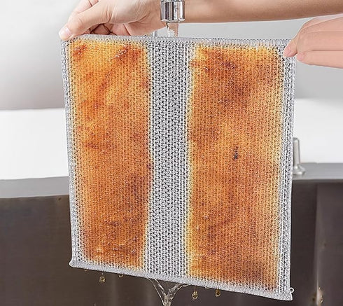 Multipurpose Wire Dishwashing Rags for Wet and Dry Use, Upgraded Diamond-Shaped Lattice Weave Multifunctional Kitchen Cleaning Supplies, Non-Scrat...