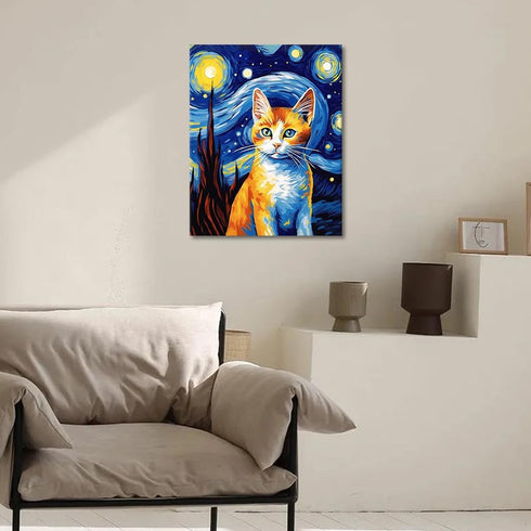 Rebotipy DIY Paint by Number Starry Night Paint by Numbers for Adults Cat Adult Paint by Numbers Kits on Canvas Abstract Style Paint by Numbers fo...