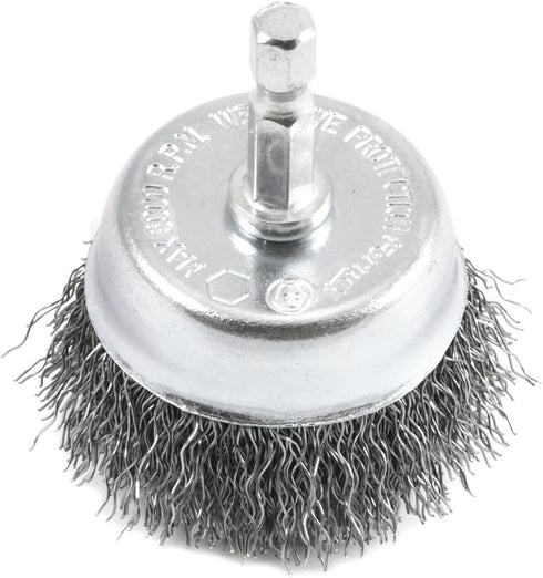 Forney 72729 Wire Cup Brush, Coarse Crimped with 1/4-Inch Hex Shank, 2-Inch-by-.012-Inch, Silver...