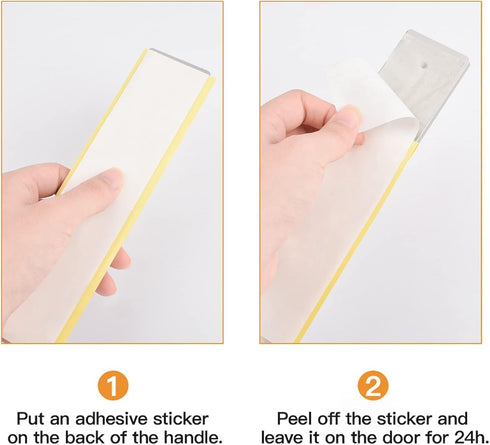 18CM Self-Stick Rectangual Sliding Door Pulls, 2pcs Brushed Steel Aluminum Alloy Flush Pull Punch-Free Handle for Sliding Barn Door Windows Cabine...