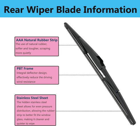 Rear Wiper Blade Arm Set Replacement for Mazda CX-5 2013-2023 Back Glass Wipers, Factory OE Style Rear Windshield Wiper Arm & Wiper Blade L206-67-...