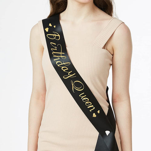 Birthday Queen Sash & Rhinestone Tiara Kit - 15th 16th 18th 21st 30th 40th 50th 60th Birthday Sash Birthday Gifts Birthday Party Favors Supplies a...