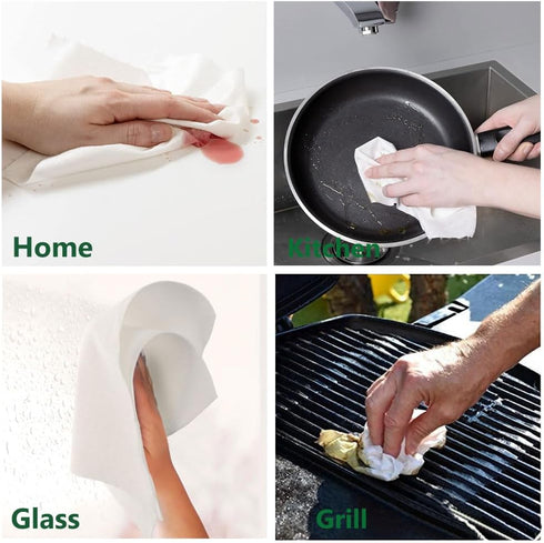 Bamboo Paper Towels Reusable Washable Cleaning Cloth, Weekly Disposable Rayon Towels Heavy Duty & Tear Away 20 Sheets per Roll for Home & Kitchen ...