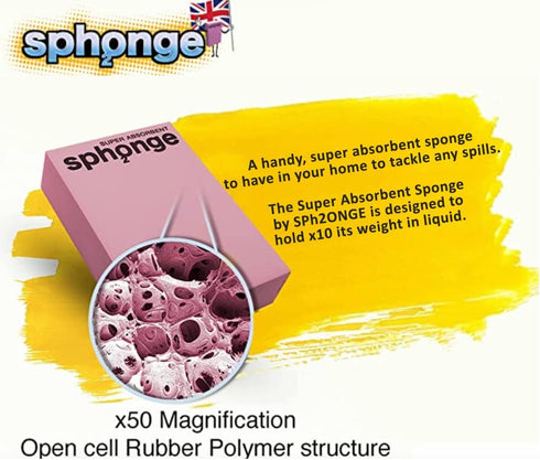 SPH2ONGE Super Absorbent Sponge and Cloths (Pink, Block Sponge)...