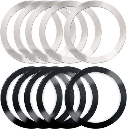 10 Pieces Wireless Charger Universal Metal Rings with Sticker, 2 Colors Ultra Thin Metal Rings Compatible with Magnetic MagSafe Wireless Charger C...
