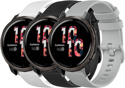 FitTurn Bands Compatible with Garmin forerunner 225S/Venu 2s Watch Band, 3 Pack Soft Silicone Sport Replacement Quick Release Wristband for Venu 2...