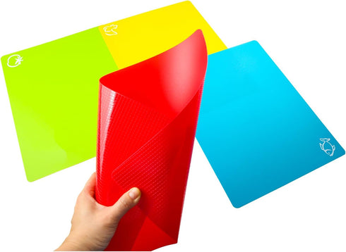 Flexible Cutting Board mats, Plastic Cutting Boards for Kitchen Cooking, Cutting board sheets for Meat and Vegetables, Dishwasher Safe Set of 4Pcs...