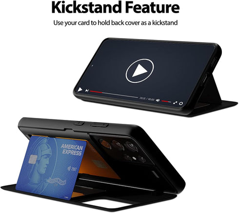 GOOSPERY for Galaxy S21 Ultra 6.8"(2021) Card Holder Wallet Case, Easy Magnetic Door Closure Protective Dual Layer Bumper Sturdy Phone Back Cover ...