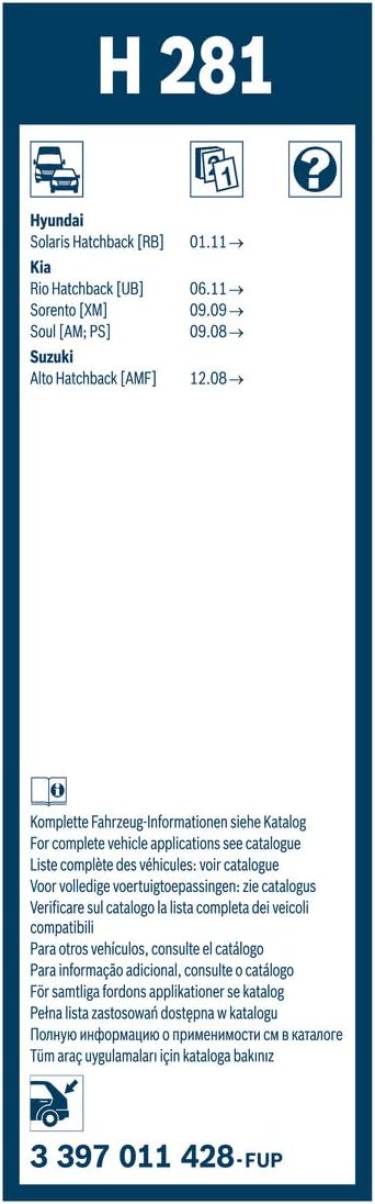 Bosch Automotive H281 Rear Wiper Blade; 11" - Single...