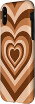 iPhone X/XS Love Heart Groovy Y2K Coffee Latte Brown Cute Pattern Phone Case...
