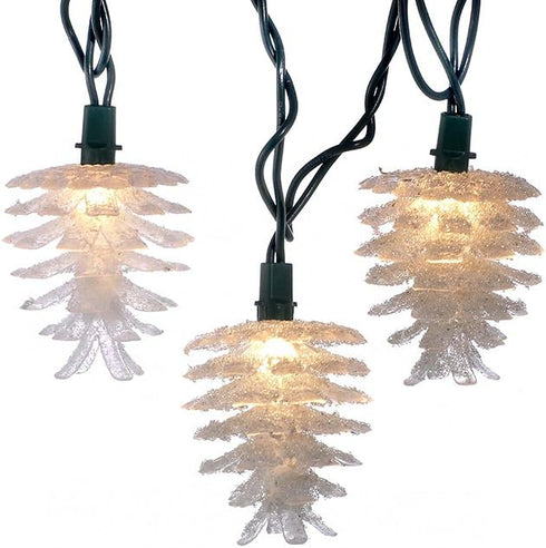 Kurt Adler 10-Light Clear Pinecone Light Set...