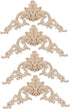 Garneck 4PCS Wood Carved Corner Onlay Applique Frame Unpainted Furniture Corner Applique Supplies Wall Cabinet Decor...