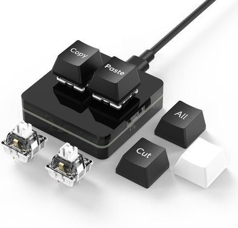 2-Key Copy Paste Keyboard, OSU Keypad HotSwap with 2 Silent Shaft & 3 Replacement Keycaps, Macro USB Keypad Set for Office, Meeting...
