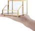 Hipiwe Glass Business Card Holder Stand with Pen/Pencil Organizer Gold Business Name Cards Display Holder for Home Office Desktop Countertop, 2 Sl...